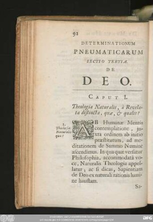 Sectio Tertia. De Deo.