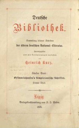 Hans Jacob Christoffels von Grimmelshausen Simplicianische Schriften, 3