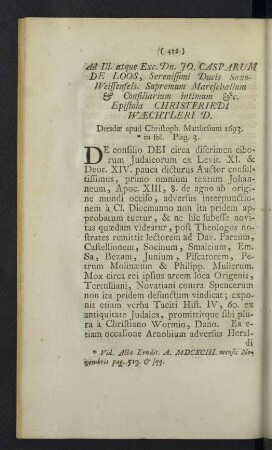 Ad... Dn. Jo. Casparum de Loos