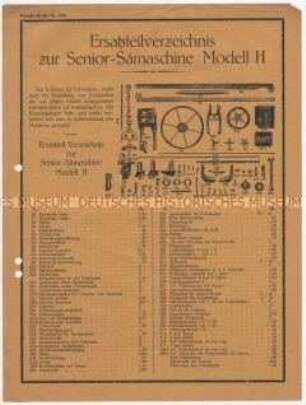 Ersatzteilverzeichnis zur Senior-Sämaschine Modell H