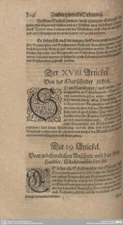Der 19. Artickel. Vom wöchentlichen Anschnit/ und das kein Handler/ Schichtmeister seyn sol.
