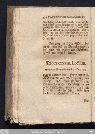 Die CLXXXVIII. Lection. Gehalten Sonnabends d. 22. Dec. 1725.