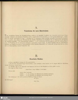 A. Vorarbeiten für neue Eisenbahnen