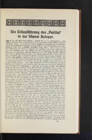 Die Erstaufführung des "Parsifal" in der Wiener Hofoper.