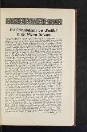 Die Erstaufführung des "Parsifal" in der Wiener Hofoper.