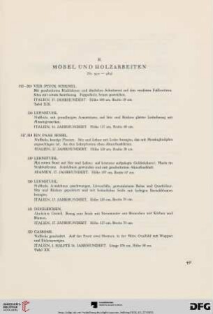 H. Möbel und Holzarbeiten (Nr. 312-463)