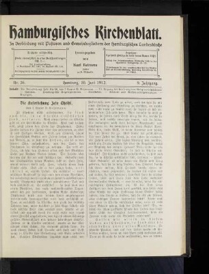 Nr. 26. Hamburg, 30. Juni 1912. 9. Jahrgang.