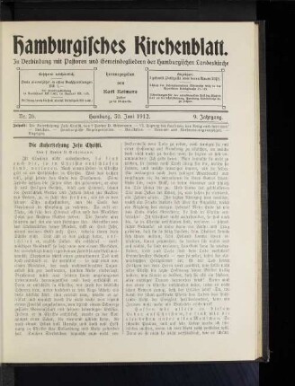 Nr. 26. Hamburg, 30. Juni 1912. 9. Jahrgang.
