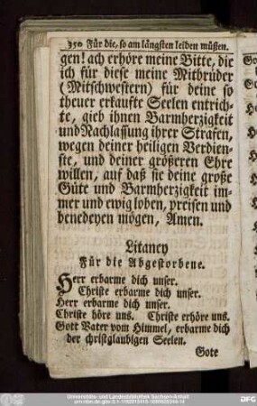 Litaney Für die Abgestorbene.