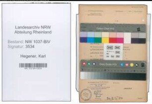 Entnazifizierung Karl Hegener , geb. 18.03.1905 (Angestellter)