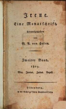 Irene : eine Monatschrift, 1805,2 = Mai-Aug.