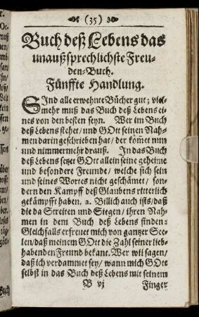 Buch deß Lebens das unaußsprechlichste Freuden-Buch. Fünffte Handlung.