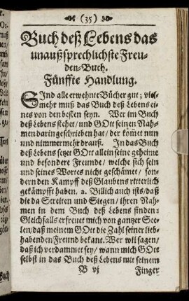 Buch deß Lebens das unaußsprechlichste Freuden-Buch. Fünffte Handlung.