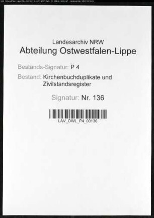 Zivilstandsregister von Hörde (A 1811). (Gemeinde: Hörde, Stadt Dortmund)