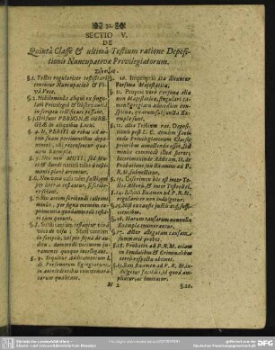 Sectio V. De Quinta Classe & ultima Testium ratione Depositionis Nuncupativae Privilegiatorum