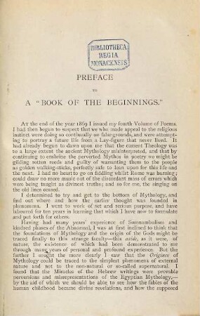 A Preface to, with Extracts from, a Book of the Beginnings