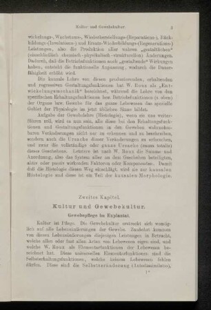 Zweites Kapitel. Kultur und Gewebekultur.