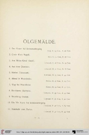 Ölgemälde (Nr. 1-35)