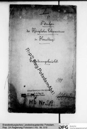 Erläuterungsbericht über den Neubau des Lehrerseminars in Havelberg