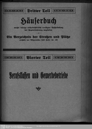 Vierter Teil. Berufsklassen und Gewerbebetriebe