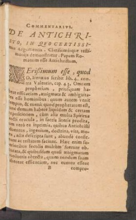 De Antichristo, In Quo Certissimis Argumentis, Clarissimisque testimoniis demonstratur, Papam Romanum esse Antichristum.