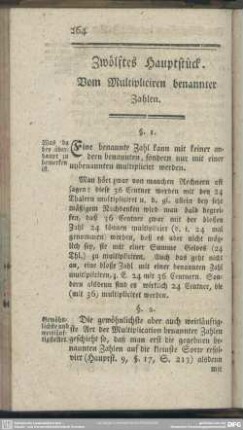 Zwölftes Hauptstück. Vom Multipliciren benannter Zahlen