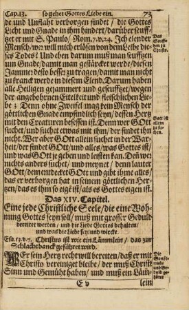 Cap. XIV. Eine jede Christliche Seele, die iene Wohnung Gottes seyn soll, ...