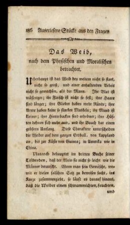 Das Weib, nach dem Physischen und Moralischen betrachtet