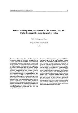 Surface buildings forms in Northeast China around 2000 B.C. Walls: Commuities make themselves visible