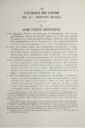 Catalogo dei lavori del Dr. Ermanno Hankel.