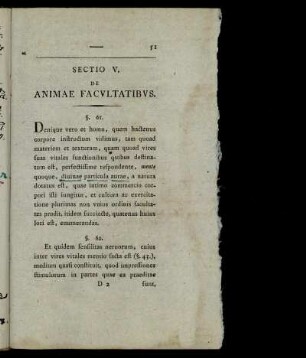 Sectio V. De Animae Facultatibus