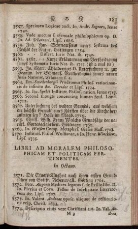 Libri Ad Moralem Philosophicam Et Politicam Pertinentes. In Octavo