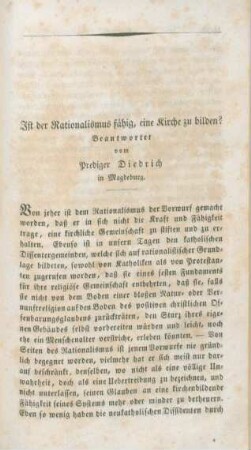 1057-1086 Ist der Rationalismus fähig, eine Kirche zu bilden?