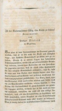 1057-1086 Ist der Rationalismus fähig, eine Kirche zu bilden?