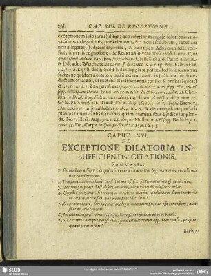 Caput XVI. De Exceptione Dilatoria Insufficieniis Citationis