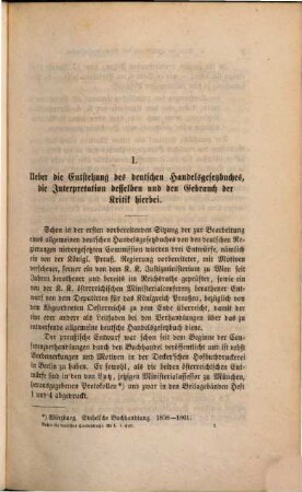 Archiv für Theorie und Praxis des allgemeinen deutschen Handelsrechts. 1, 1. 1863