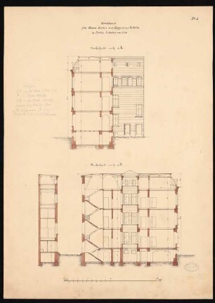 Wohnhaus Baron Huppmann Valbella I, Berlin-Mitte: Schnitt AB, Schnitt CD 1:100