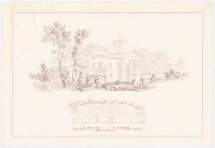 Architektonische Entwürfe für den vorhandener Gebäude, Potsdam 1845-49. Die Hofgärtner Sellosche Dienstwohnung in Sanssouci, Potsdam Umbau: Tafel 7. Perspektivische Ansicht der nördlichen Front