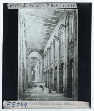 Speyer, Dom : Innenansicht, Perspektive, Rekonstruktion