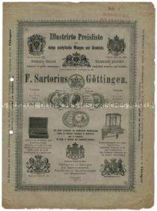 Preisliste über Waagen