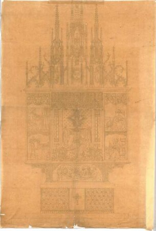 Zocher, Ernst; Architektonische Entwürfe - Altar (Aufriss)