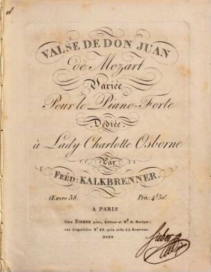 Valse de Don Juan de Mozart : variée pour le piano-forte ; oeuvre 38