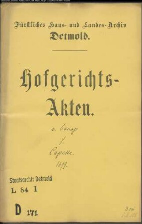 von Donop, Vormunde gegen Hermann Capelle - Schuldforderung