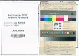 Entnazifizierung Maria Dicks , geb. 20.05.1905 ()