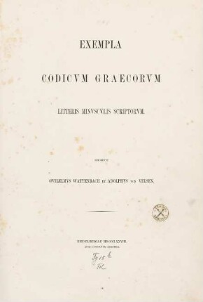 Exempla codicum Graecorum litteris minusculis scriptorum