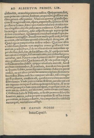 De Causis Morbi huius Caput II.