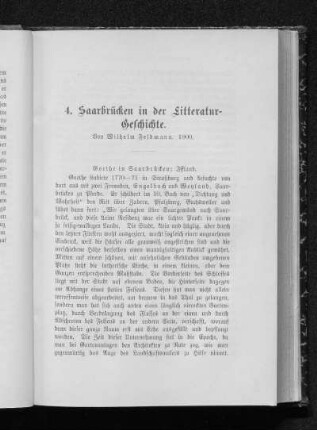 4. Feldmann, Wilhelm. Saarbrücken in der Litteraturgeschichte
