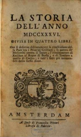 La storia : dell'anno .... 1736