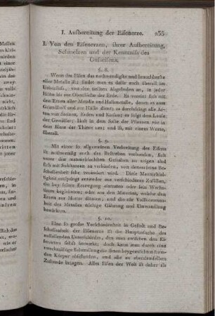 I. Von den Eisenerzen, ihrer Aufbereitung, Schmelzen und der Kenntniss des Gusseisens