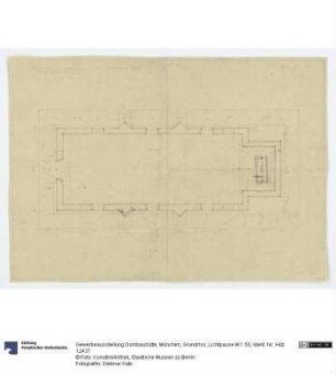 Gewerbeausstellung Dombauhütte, München, Grundriss, Lichtpause M 1:50